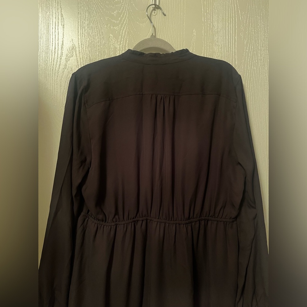 NWT J. Crew Mercantile Black Ruffle Trim Pintuck Long Sleeve Mini Dress Size 14 - Picture 11 of 12